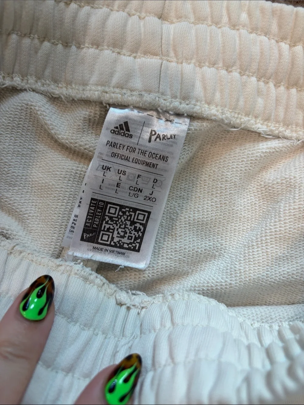 B72 Adidas X Parley Cream Jogger Pants with Drawstring, large